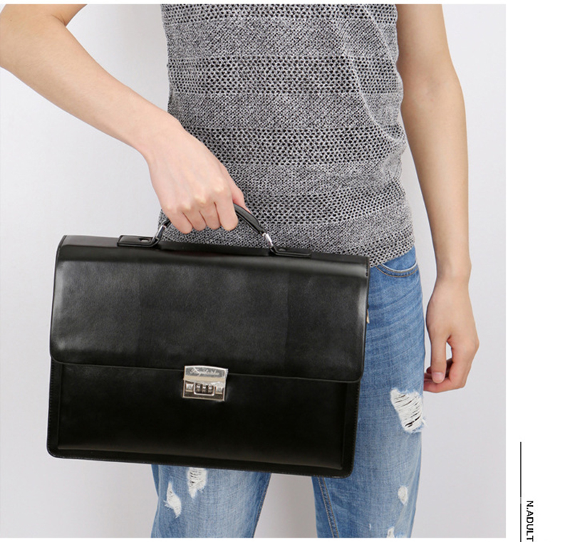 Laptop Bag Leather 15 - Erkekler İçin Lüks Şifreli Kilitli Evrak