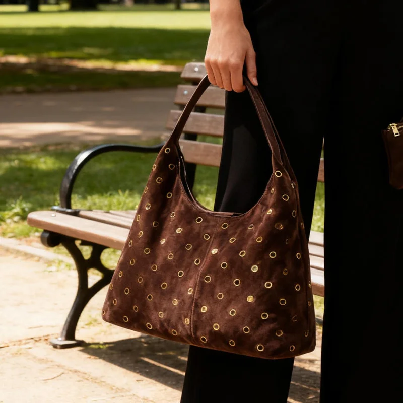 Süet Metal Çivili Tote Çanta v - Wristlet Wallet Zipper incelemesi ve fiyatı