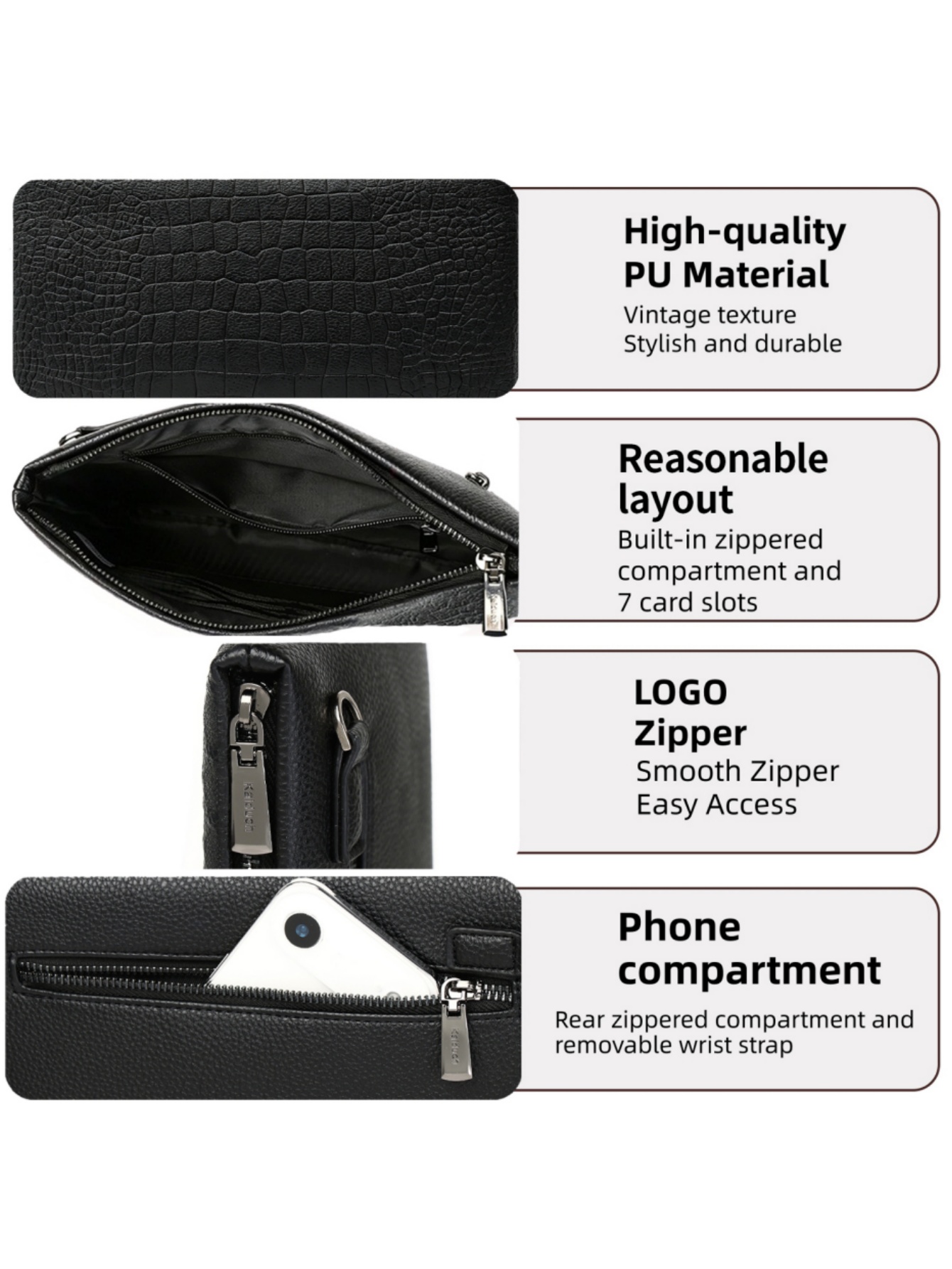 Erkek Timsah Desenli PU Deri E - Wristlet Wallet Zipper incelemesi ve fiyatı