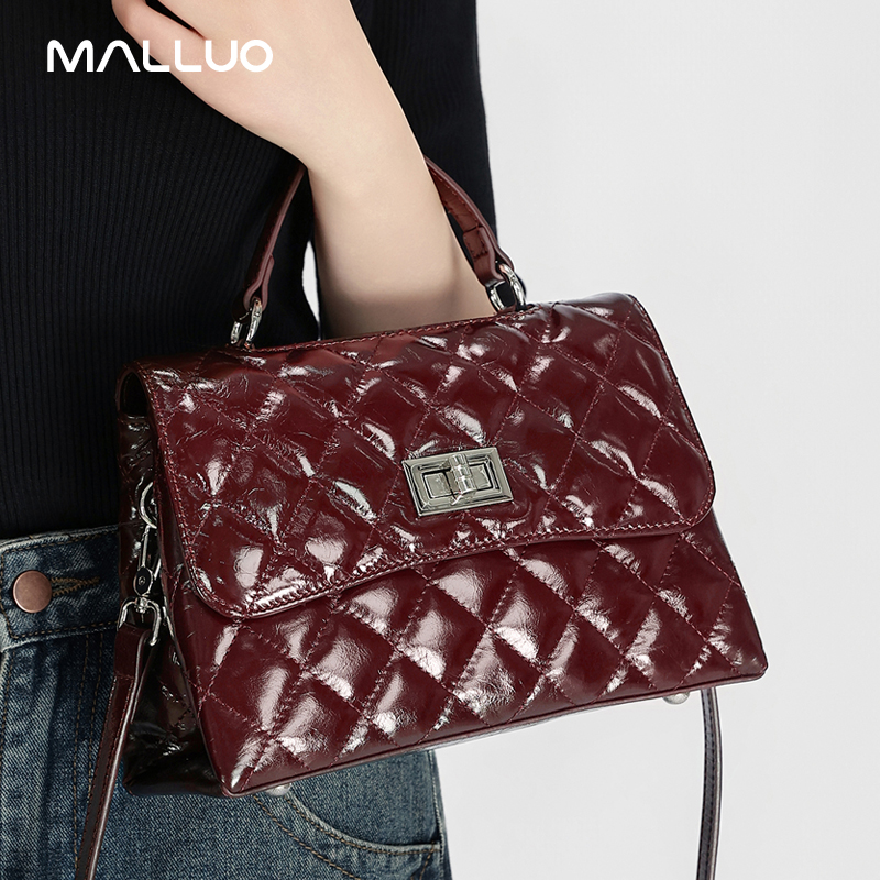 Hafif Lüks Moda Kadın Hakiki D - Top Handle Patent Bag incelemesi ve fiyatı